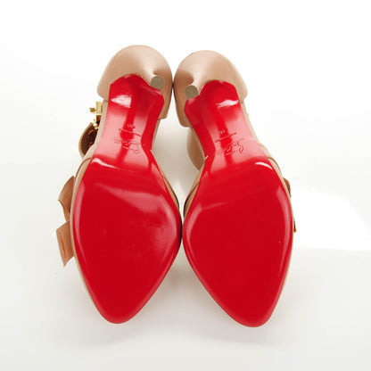 Christian Louboutin Shiny Calf Bow Fetish 120 Pumps 40 Nude Gold 5 of 7