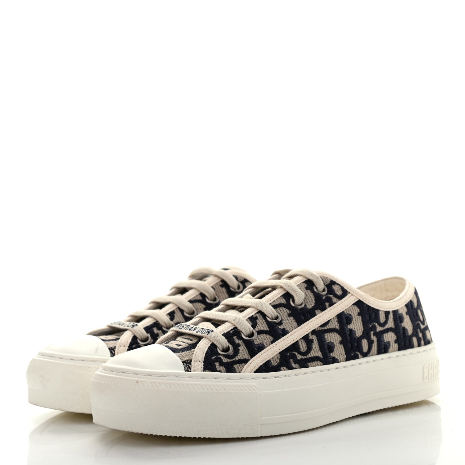 Christian Dior Canvas Oblique Walk'N'Dior Low Top Sneakers 35.5 Deep Blue 6 of 16