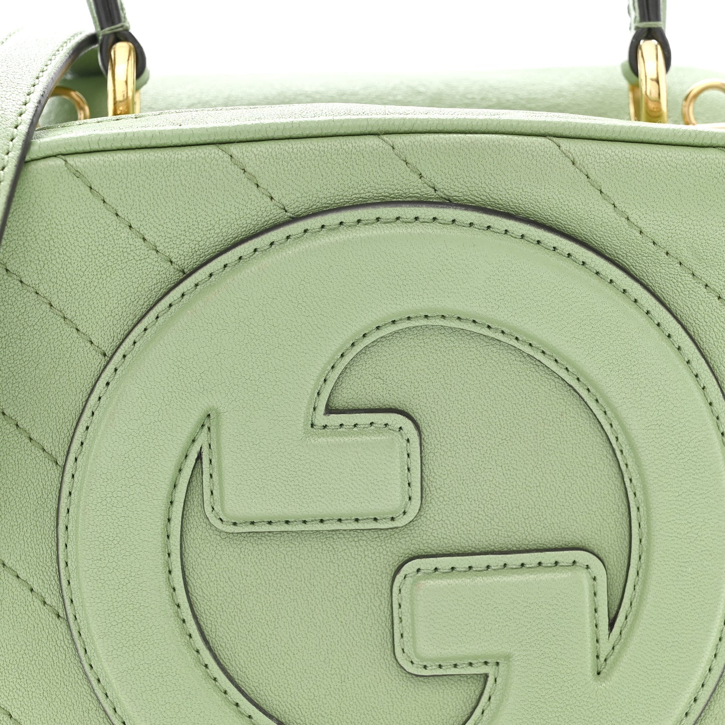 Sakai Be Green Calfskin Diagonal Stitched Blondie Top Handle Bag Light Green