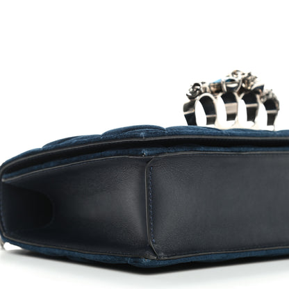 Alexander McQueen Velvet Quilted Knuckle Duster Shoulder Bag Oltremare Night Blue 5 of 8
