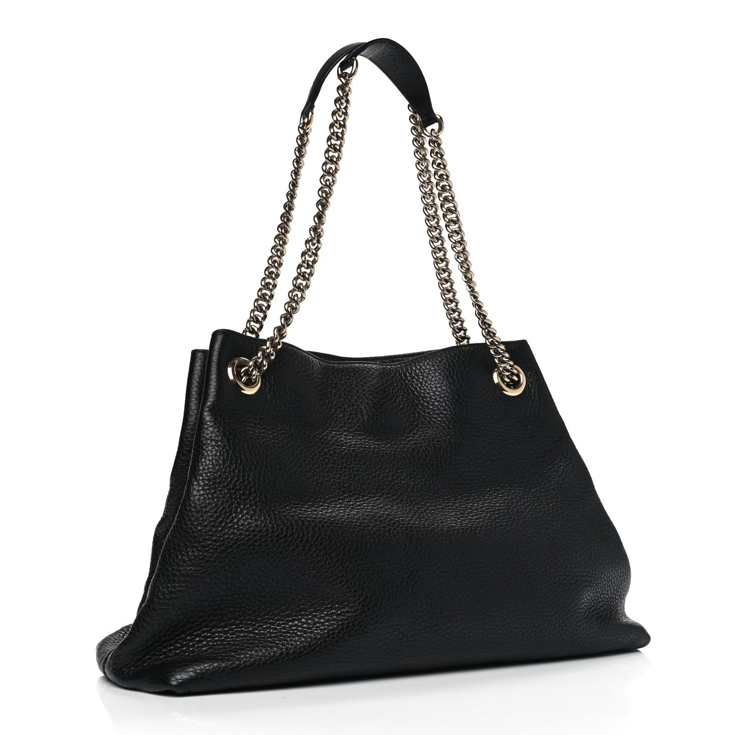 Pebbled Calfskin Medium Soho Chain Shoulder Bag Black