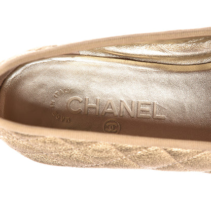 Chanel Metallic Lambskin Quilted Cap Toe Ballerina Flats 40 Gold 6 of 17