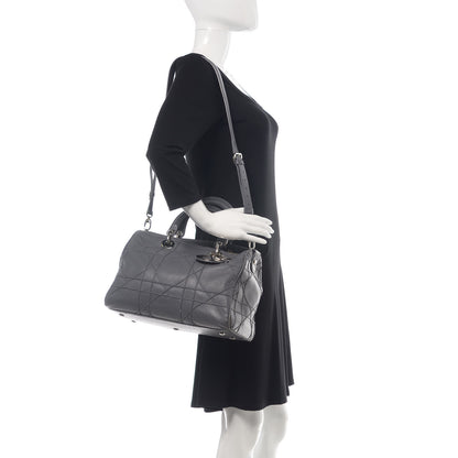 Christian Dior Lambskin Cannage Granville Polochon Grey 2 of 20