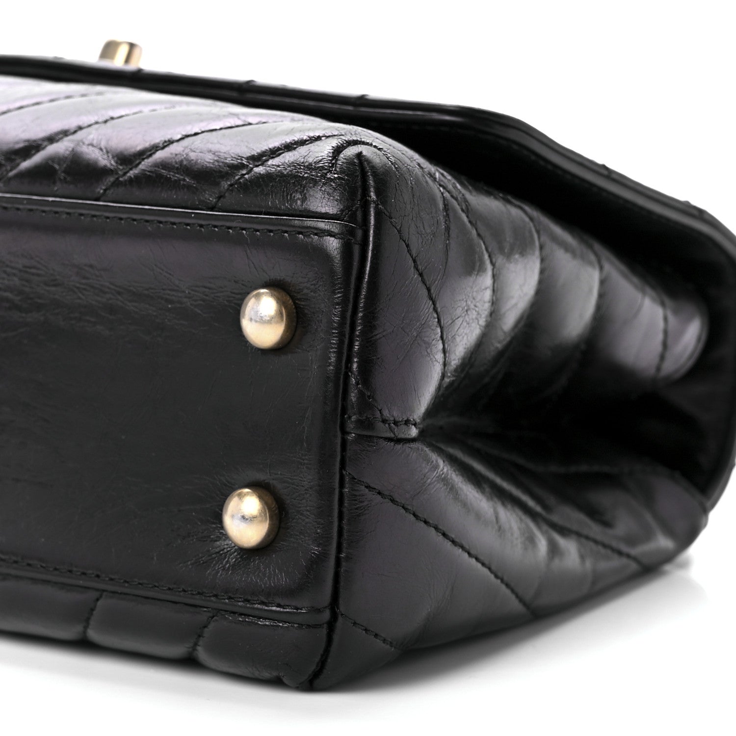 Chanel Aged Calfskin Chevron Quilted Mini Coco Handle Flap Black 10 of 10