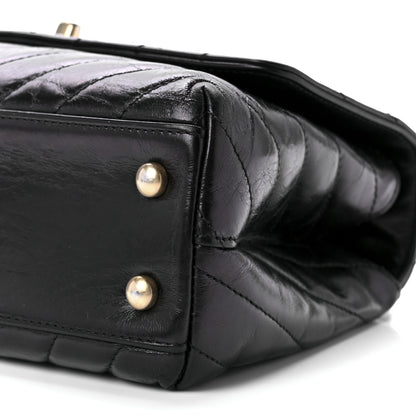 Chanel Aged Calfskin Chevron Quilted Mini Coco Handle Flap Black 10 of 10