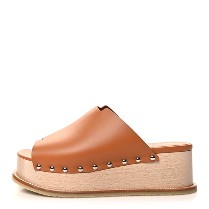 Hermes Calfskin Ellipse Mules 37 Marron Glaise 1 of 10