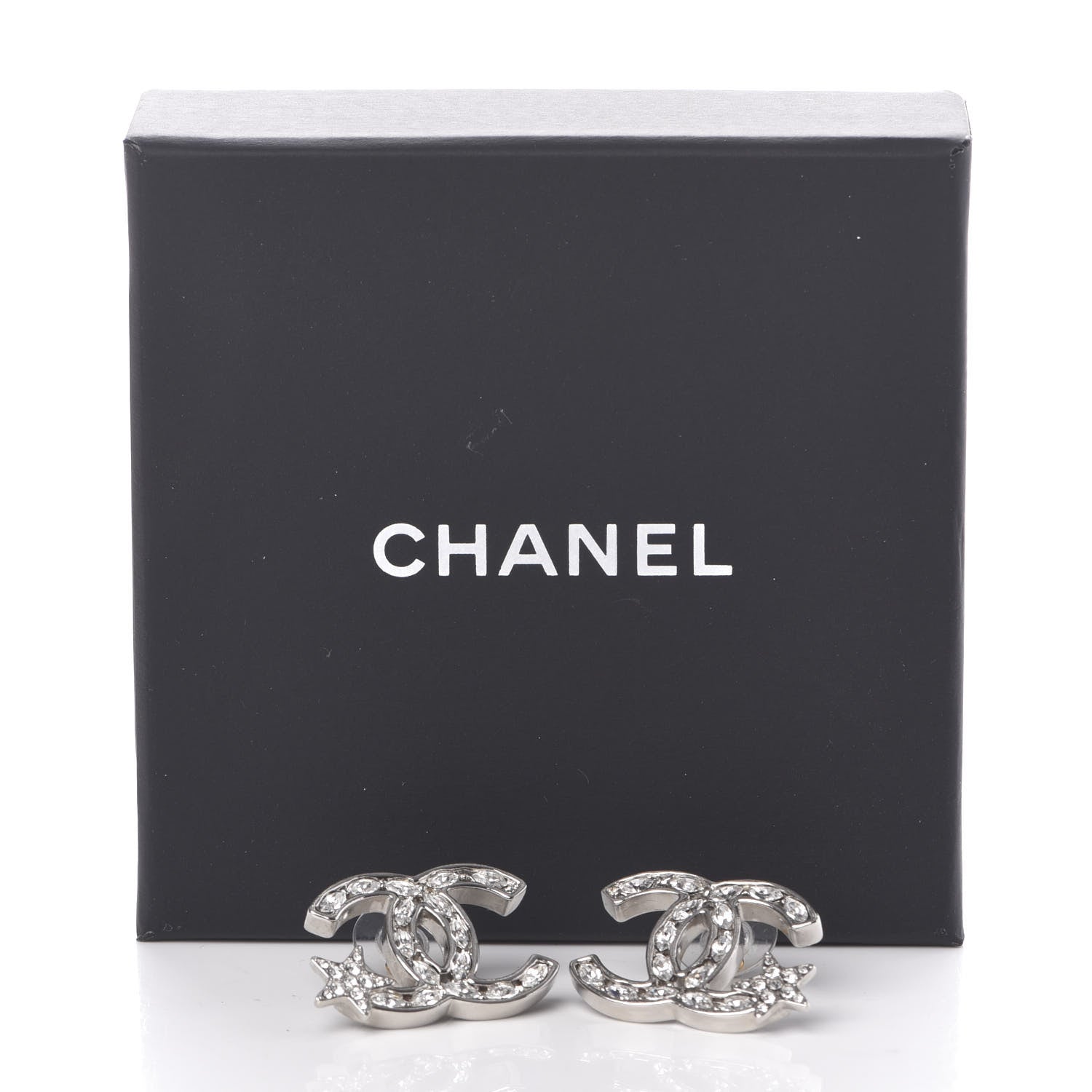 Chanel Crystal CC Starfall Earrings Silver 5 of 5