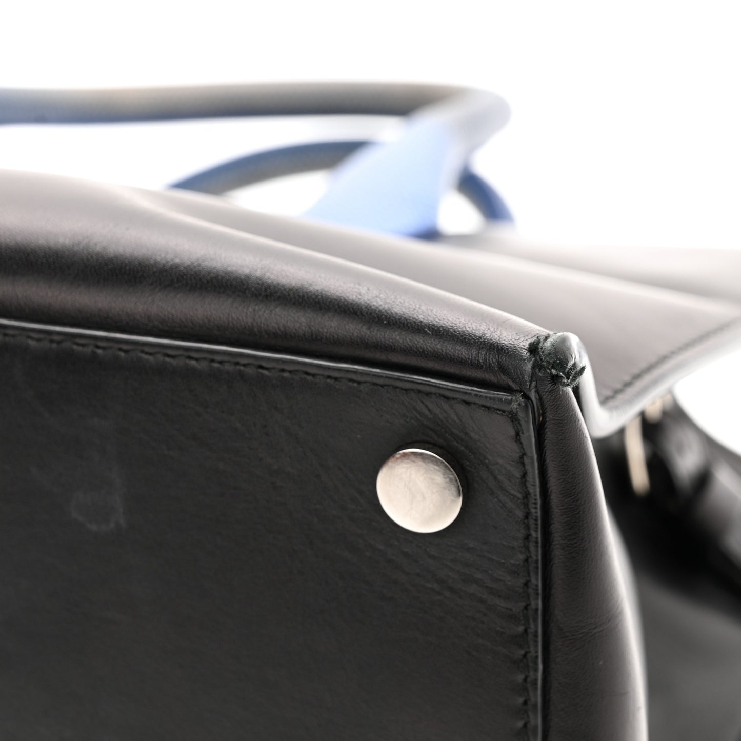 Calfskin Karung Padlock Nude Work XS Bag Black Electric Blue