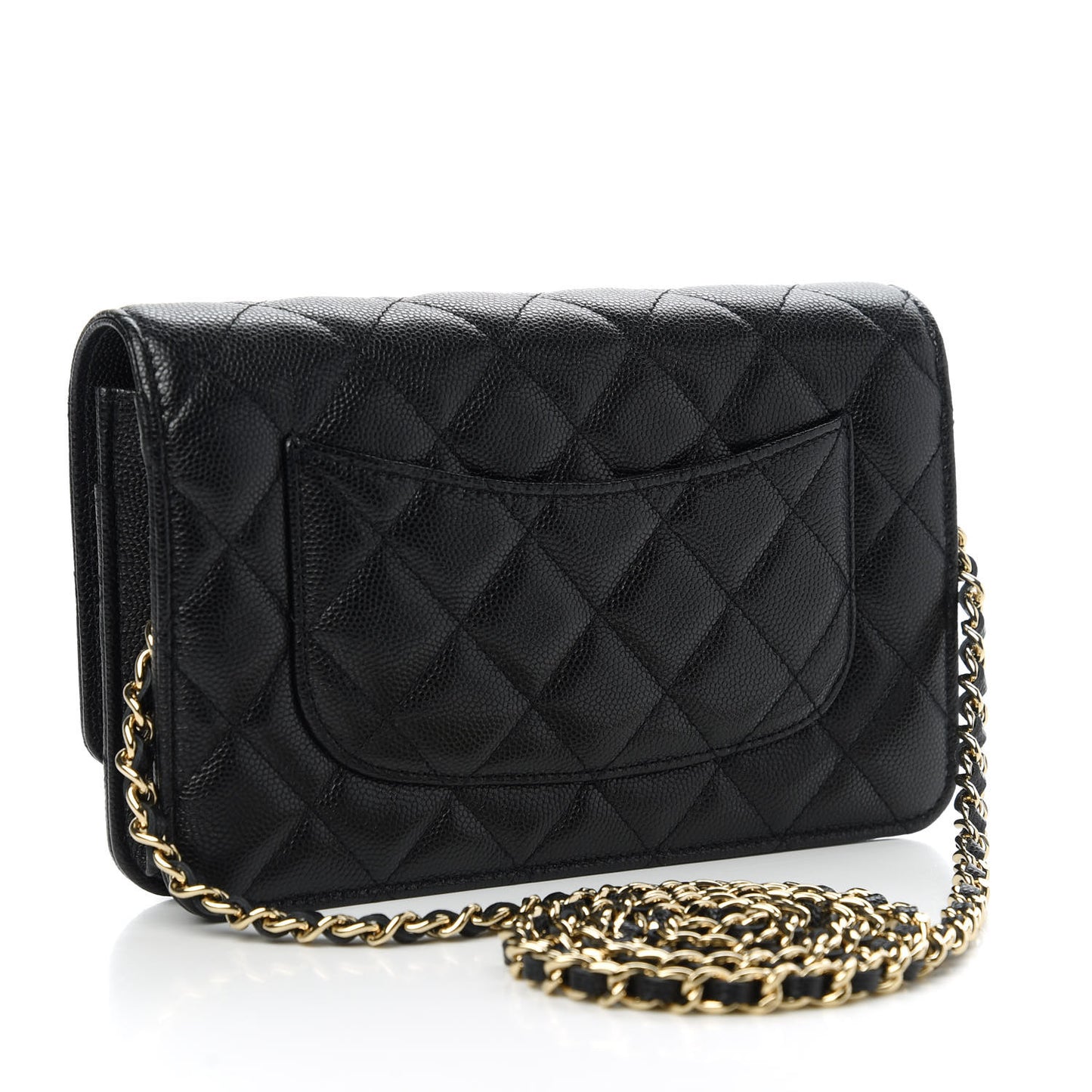 Caviar Quilted French New Wave Chain CC Wallet On Chain WOC Black