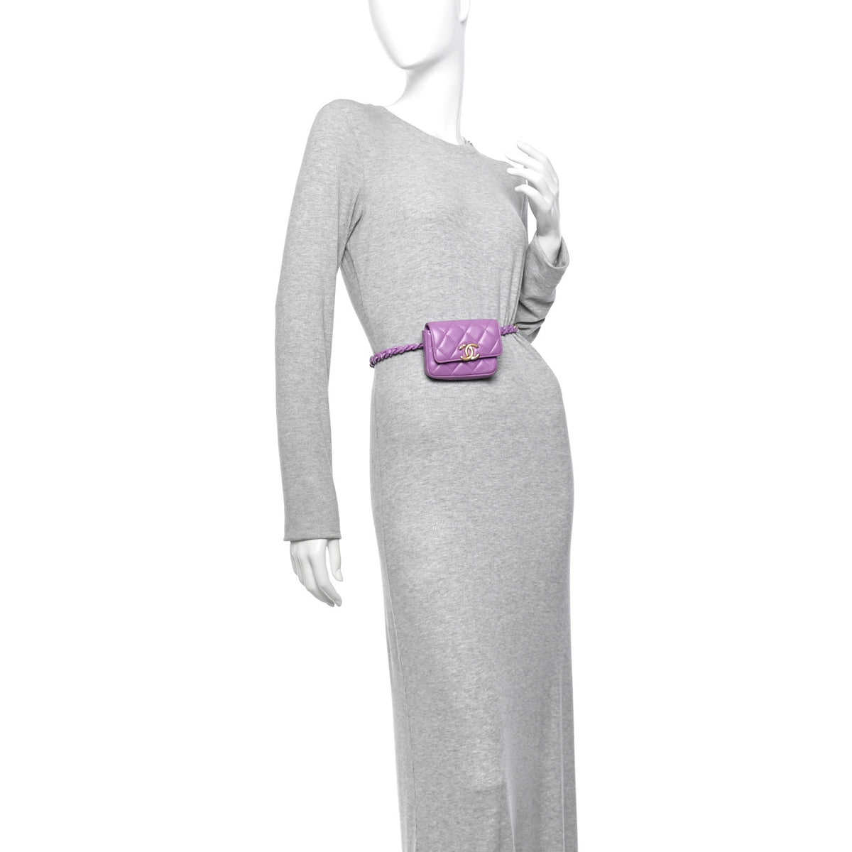 Chanel Lambskin Lacquered Metal Quilted Flap Chain Belt Bag Purple 2 of 14