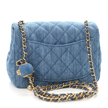 Chanel Denim Quilted Mini Pearl Crush Flap Blue 3 of 9
