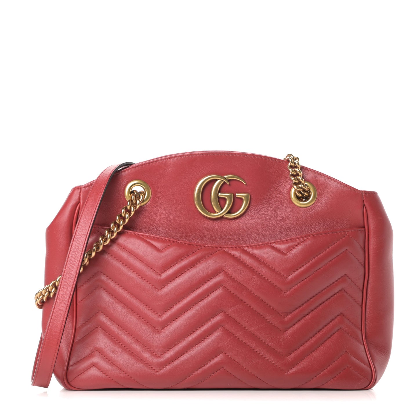 Calfskin Matelasse Medium GG Marmont Open Top Shoulder Bag Hibiscus Red