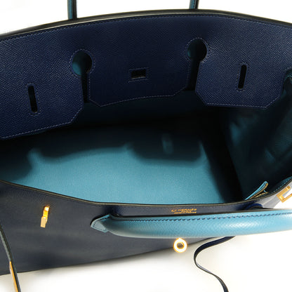 Hermes Epsom Horseshoe Bi-Color Birkin 40 Bleu Sapphire Blue Jean 5 of 27