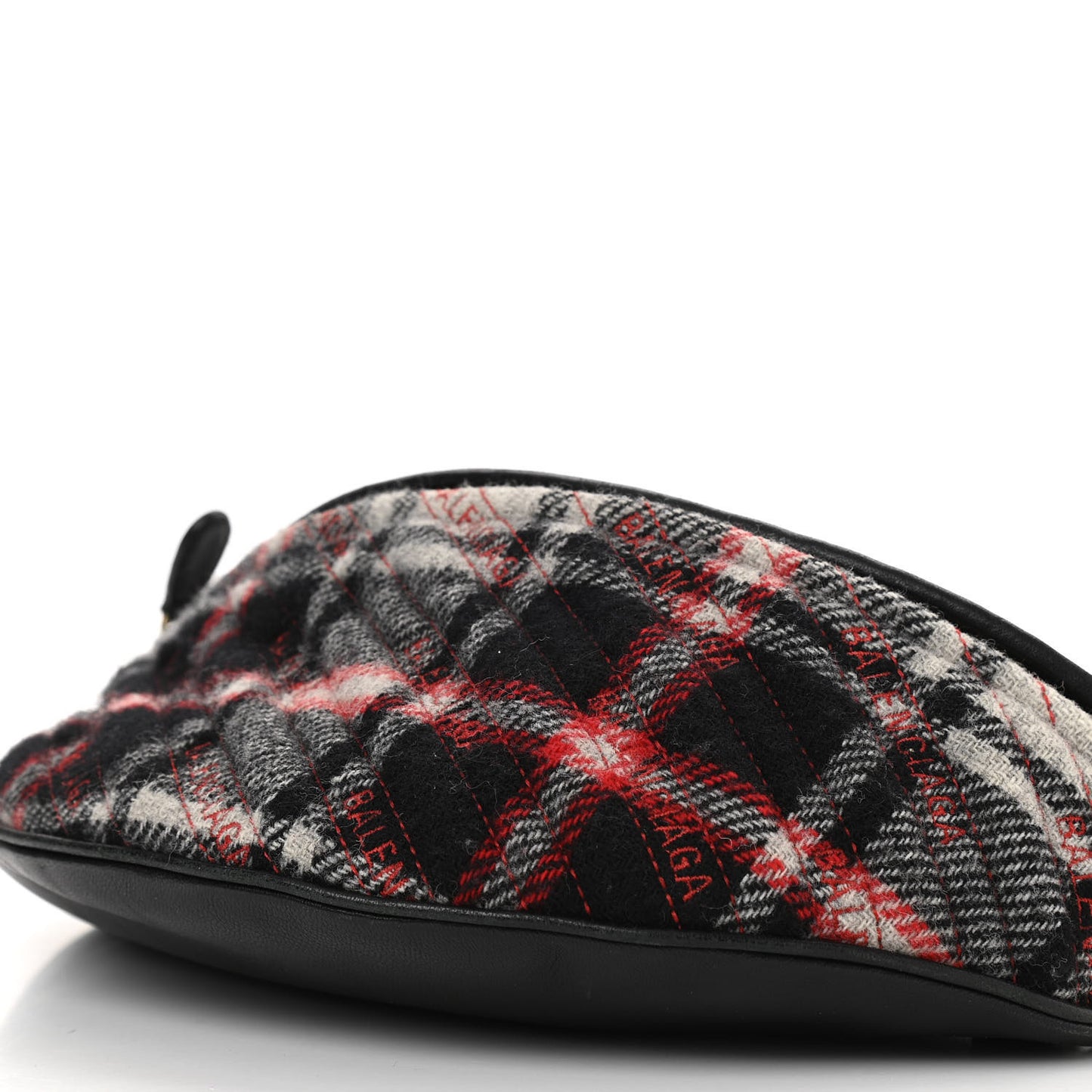 Wool Plaid Diagonal Allover Logo Matelasse XS Souvenir Belt Bag Black White Red
