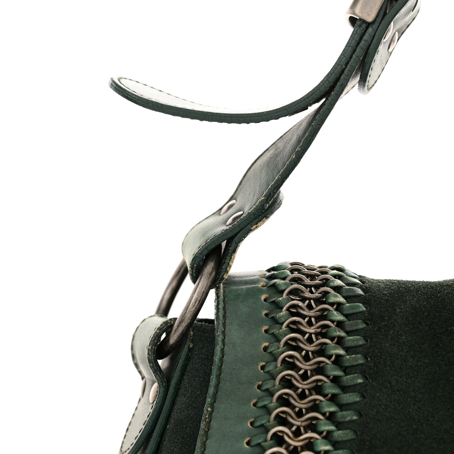 Christian Dior Suede Calfskin Medium Gaucho Double Saddle Green 11 of 18