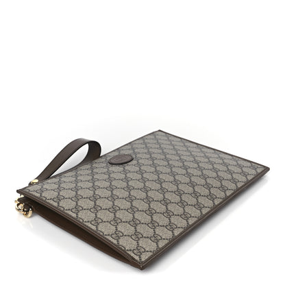 Gucci GG Supreme Monogram Azalea Calfskin Retro Interlocking G Wristlet Pouch Beige Ebony Brown Sugar 4 of 8