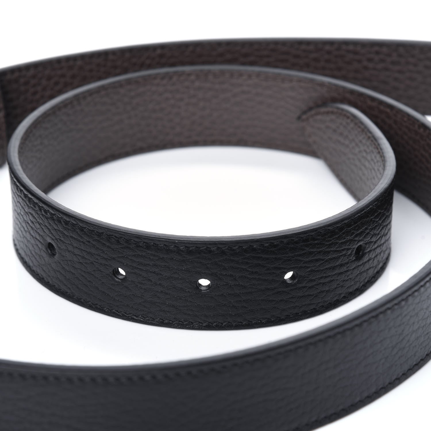 Gucci Dollar Calfskin Double G Reversible 30mm Belt 105 42 Black New Acero 7 of 8