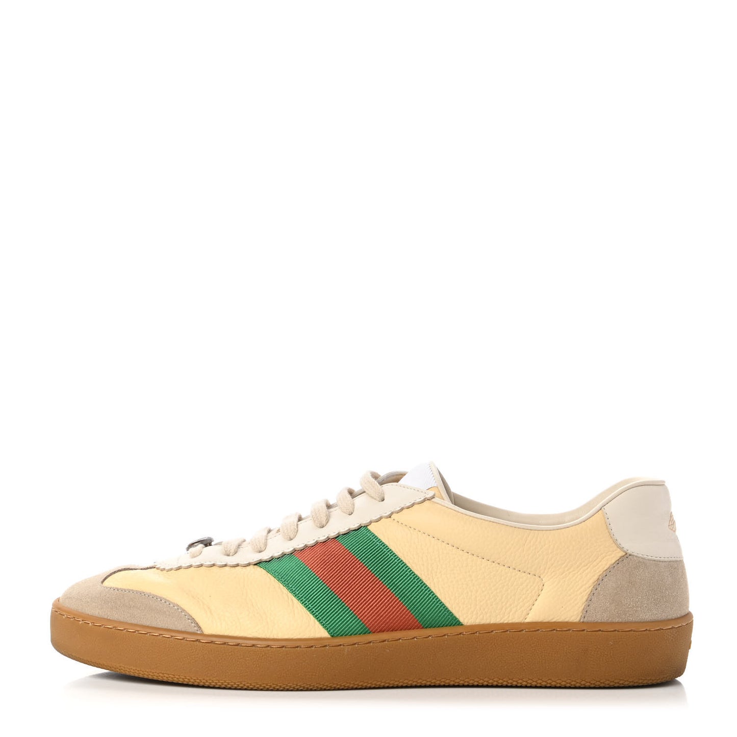 Calfskin Suede Web Mens G74 Sneakers 12 Oatmeal Burro New Mystic White