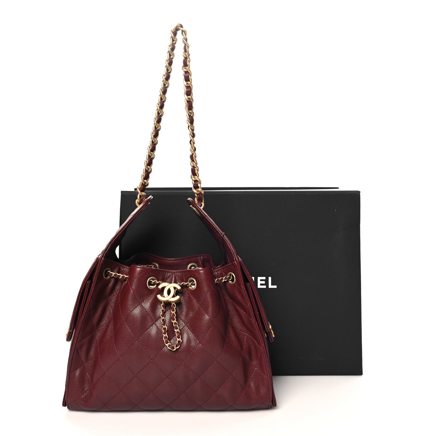 Caviar Quilted Small Chanel 25 Handbag Burgundy