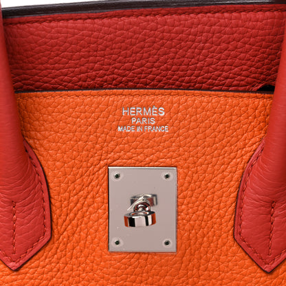 Hermes Taurillon Clemence Arlequin Birkin 35 Orange Sanguine Gold Bleu Lin Bleu Hydra Etain 6 of 13