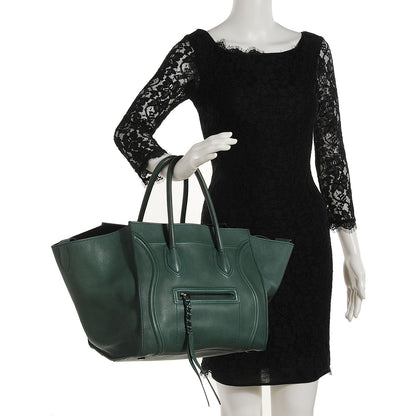 Celine Calfskin Medium Phantom Luggage Emerald Green 12 of 20