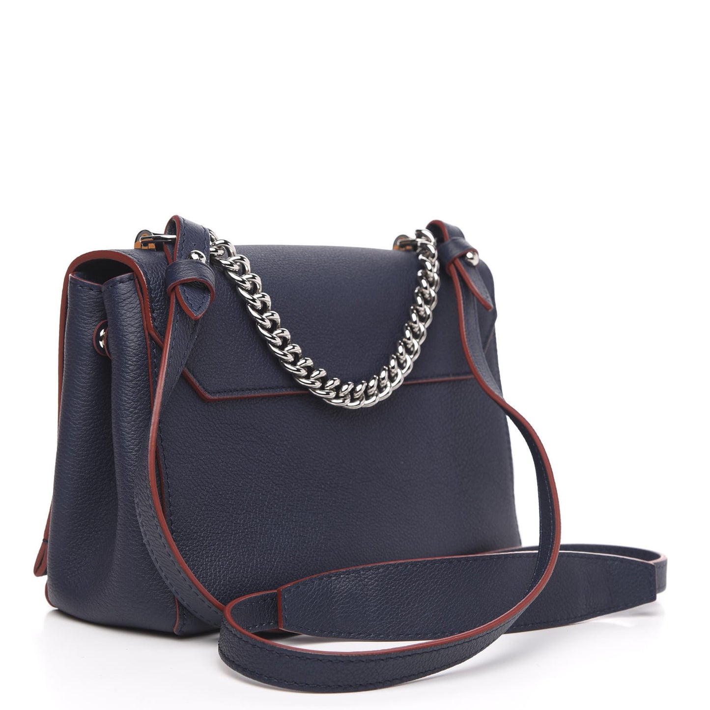 Calfskin Lockme II Chain Bag BB Marine Rouge