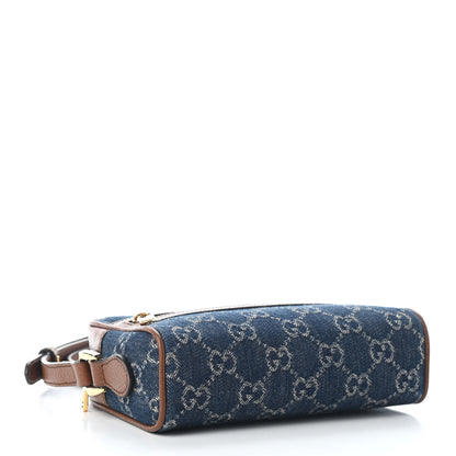 Gucci New Denim GG Monogram Dollar Calfskin Mini Ophidia Shoulder Bag Blue Tea Cuir Epilog 3 of 8