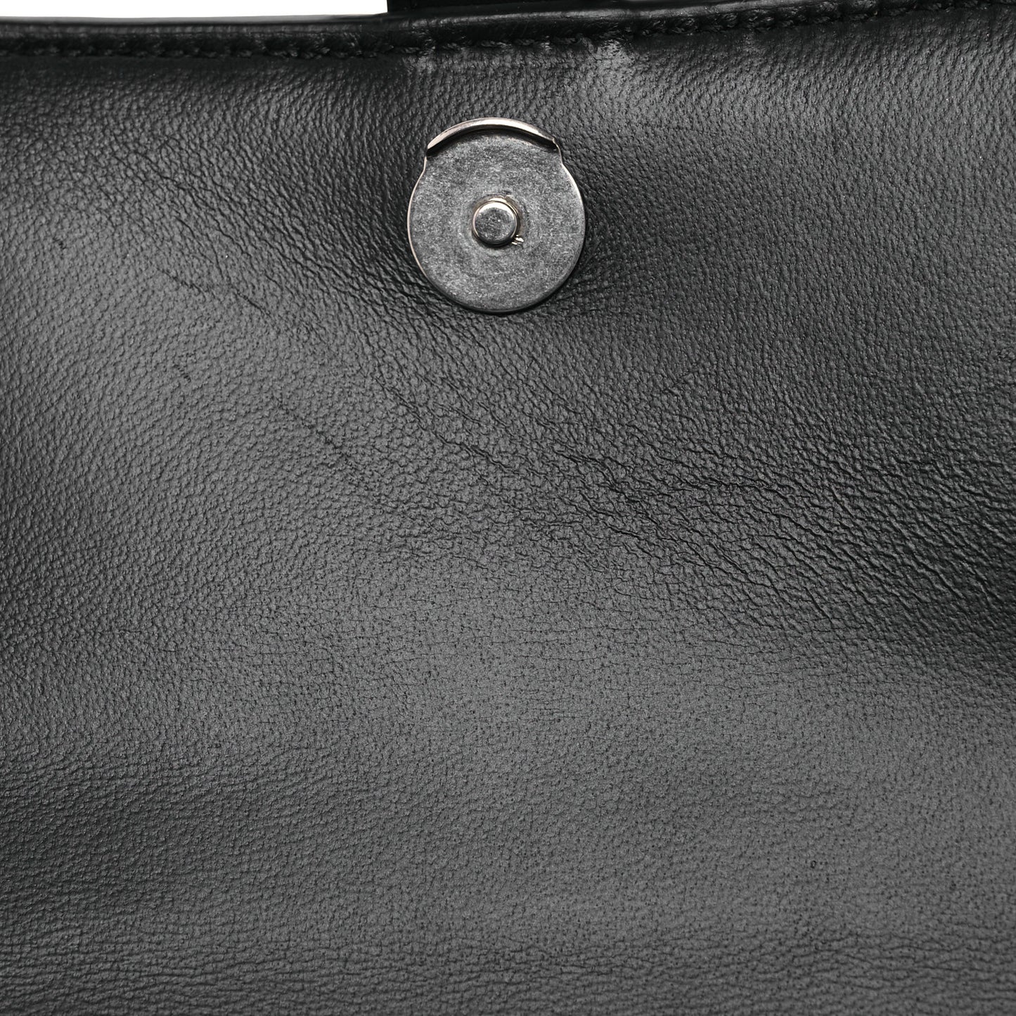 Shiny Box Calfskin Graffiti Logo Small Hourglass Top Handle Bag Black Silver