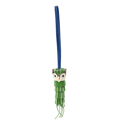 Hermes Milo Lambskin Epsom Chouette Bag Charm Vert Yucca Vert Cricket Bleu France Nata 1 of 5