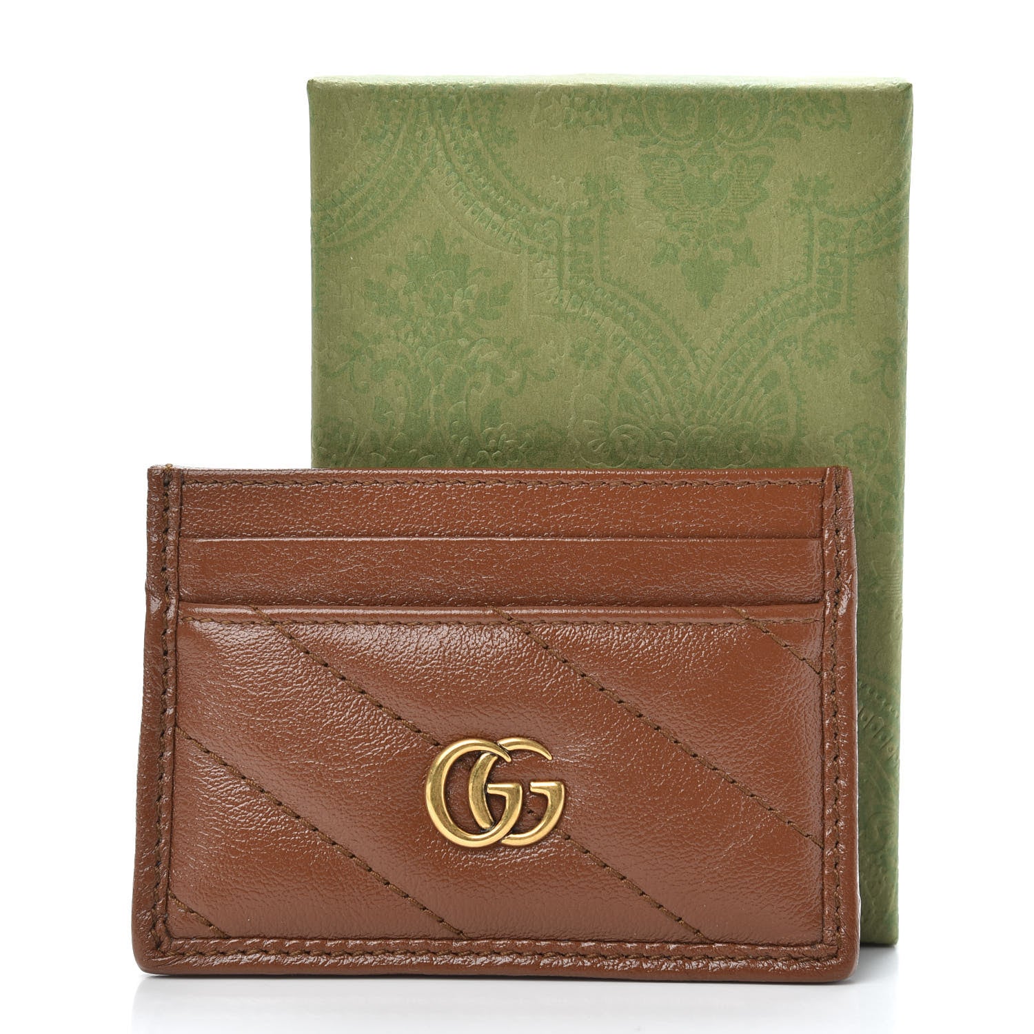 Gucci Azalea Calfskin Matelasse Diagonal GG Marmont Card Holder Cuir 7 of 7