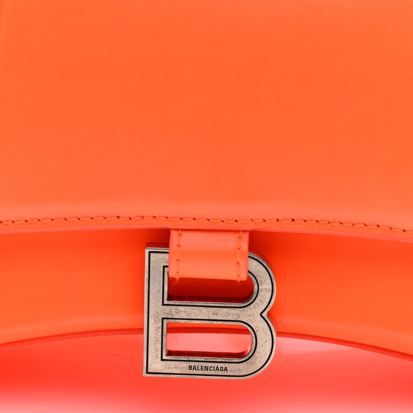 Shiny Box Calfskin Small Hourglass Top Handle Bag Fluo Orange