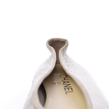 Chanel Metallic Calfskin Cap Toe CC Ballerina Flats 40 Silver Black 15 of 15