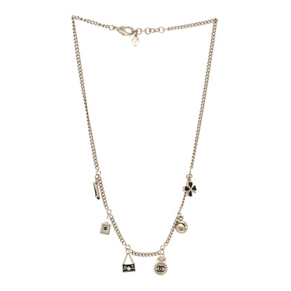 Chanel Enamel CC Charm Necklace Black Gold 3 of 6