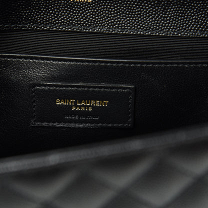 Saint Laurent Grain De Poudre Textured Mixed Matelasse Triquilt Medium Monogram Satchel Black 6 of 9