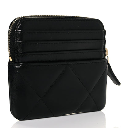 Chanel Lambskin Quilted Chanel 19 Zip Card Holder Wallet Black 3 of 10