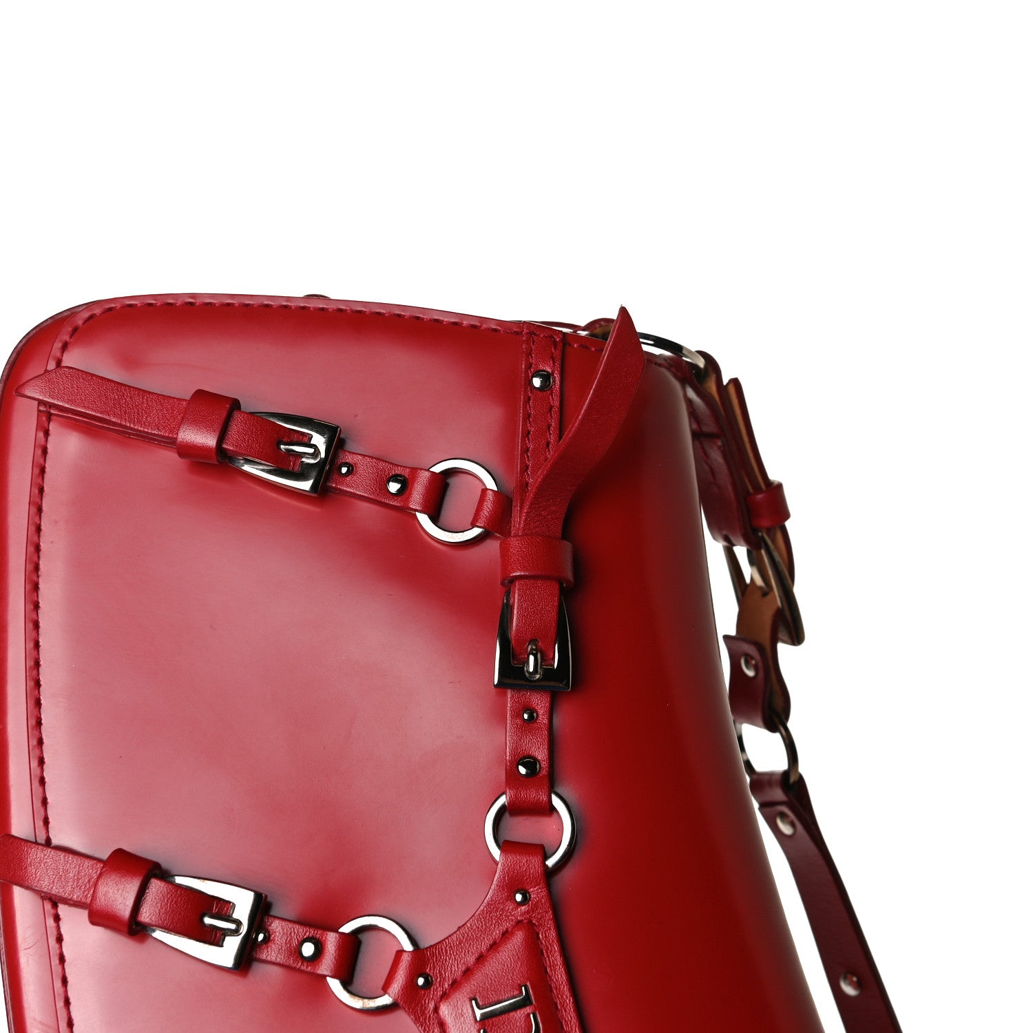 Christian Dior Glazed Calfskin Bondage Clutch Rouge 12 of 15