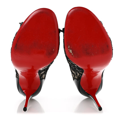 Christian Louboutin Lace Patent Pigalle 100 Booties 38 Black 6 of 9