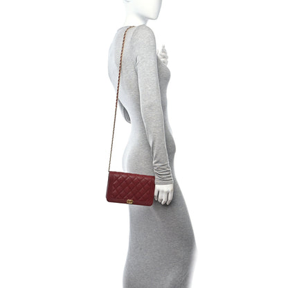 Chanel Caviar Quilted Boy Wallet On Chain WOC Burgundy 2 of 13