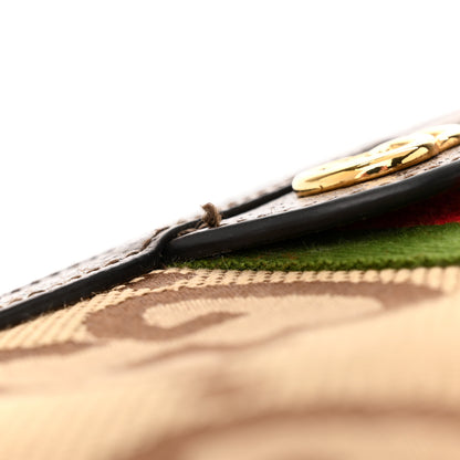 Gucci Monogram Jumbo GG Textured Dollar Calfskin Web Small Ophidia Chain Shoulder Bag Camel Ebony New Acero 13 of 13