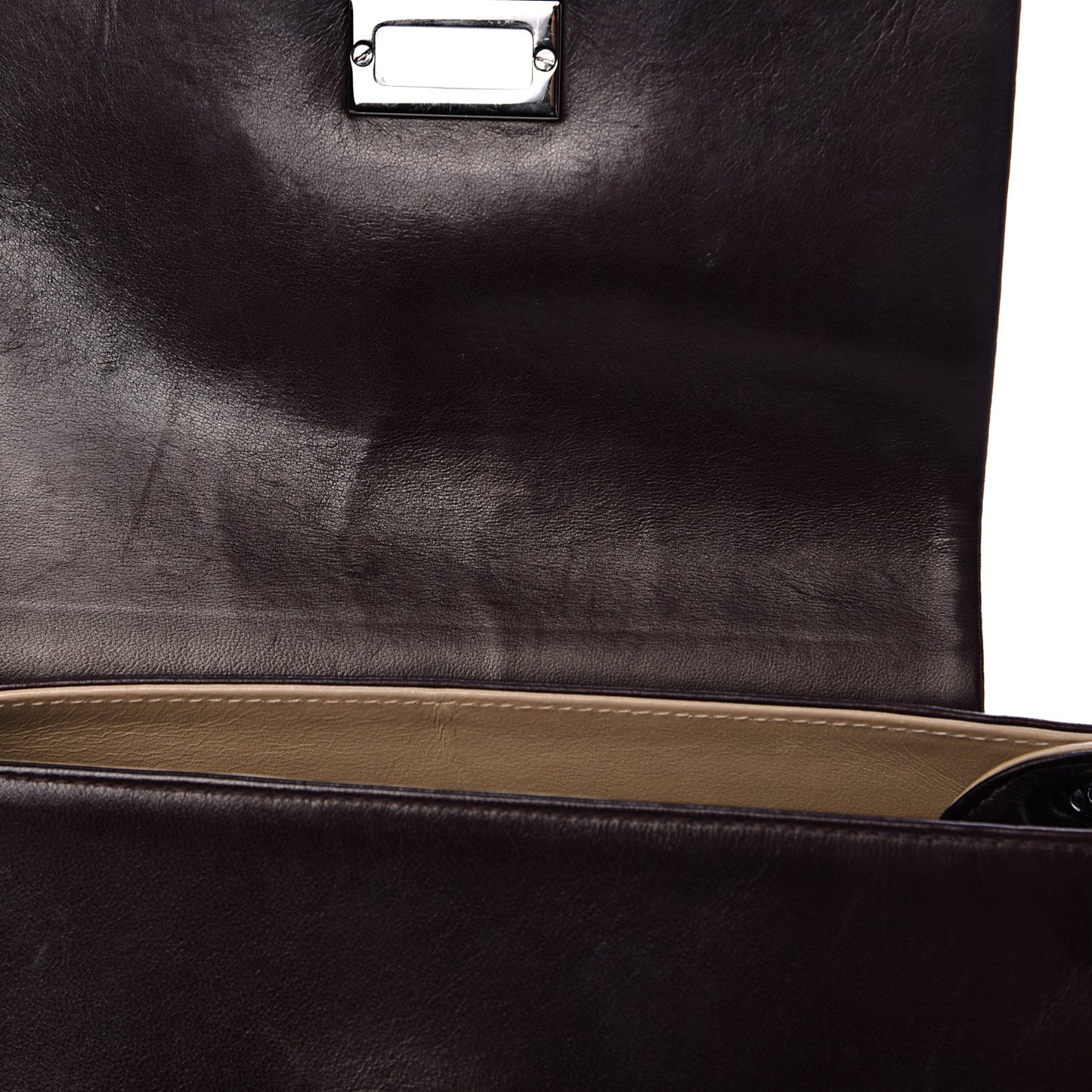 Lambskin Vertical Quilt Small Accordion Flap Brown
