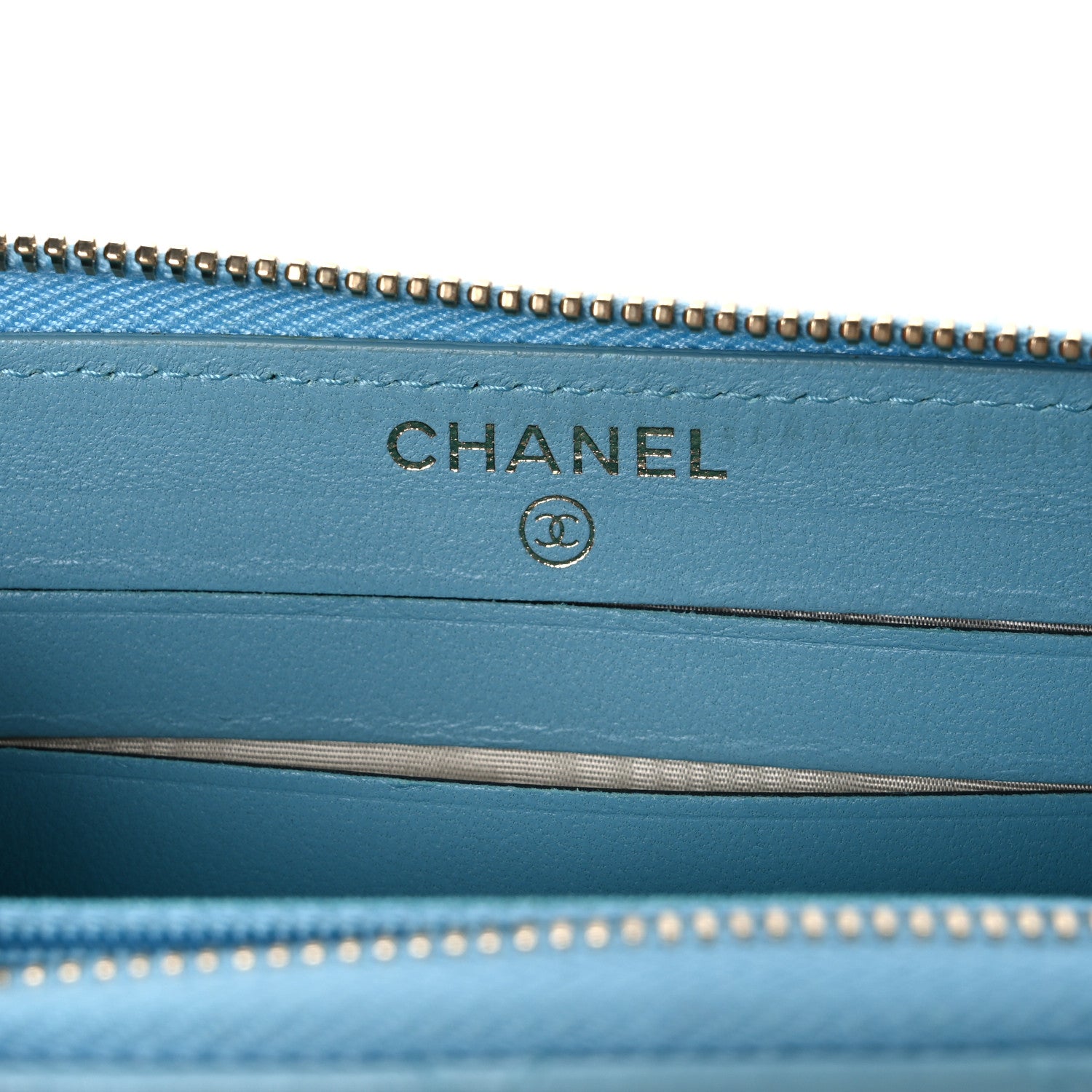 Chanel Lambskin Quilted Medium Zip Around Wallet Blue 6 of 8