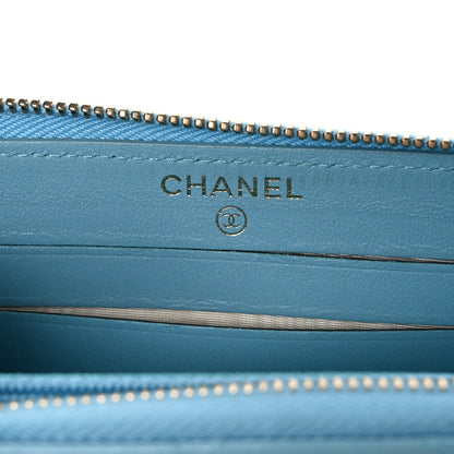 Chanel Lambskin Quilted Medium Zip Around Wallet Blue 6 of 8