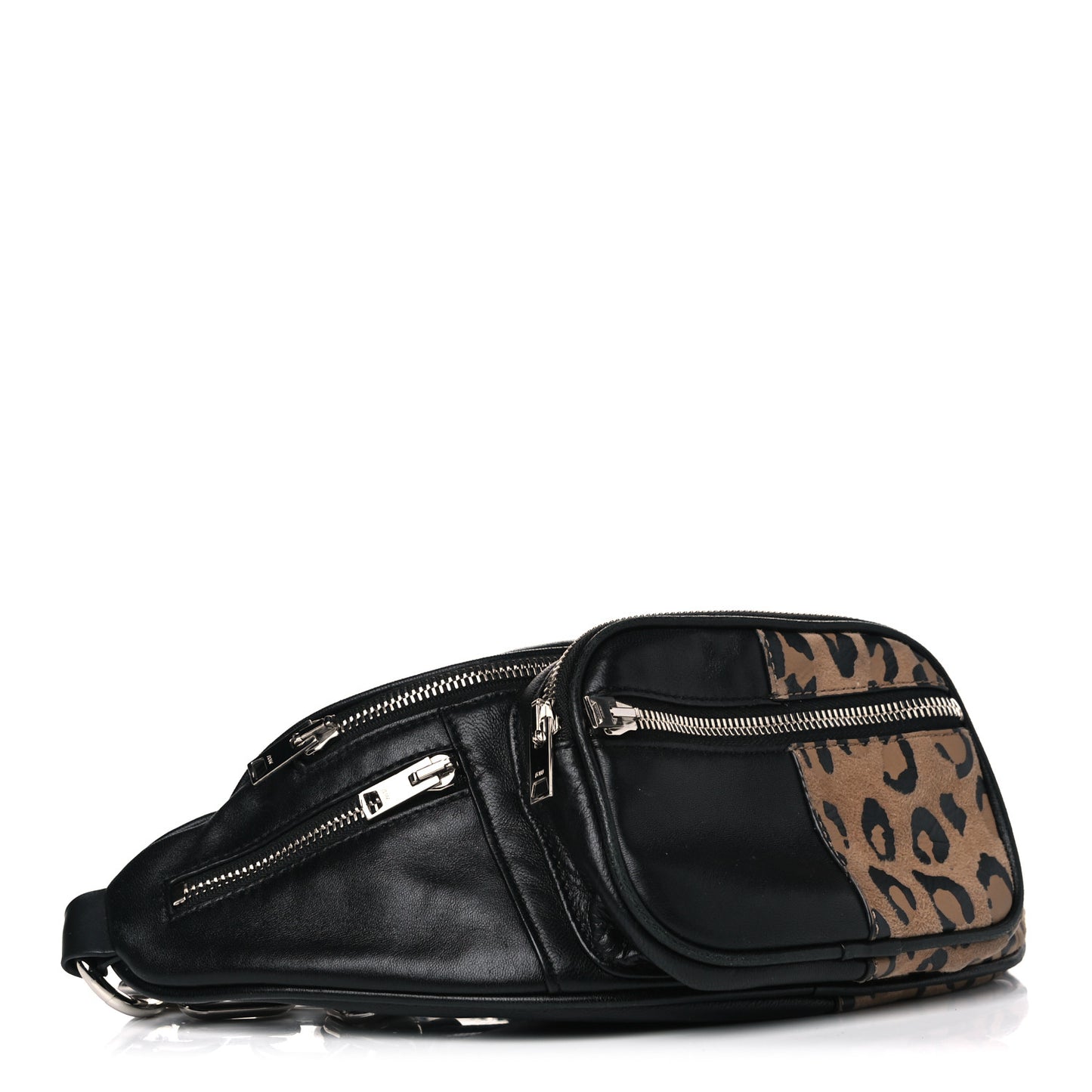 Lambskin Suede Leopard Attica Belt Bag Black