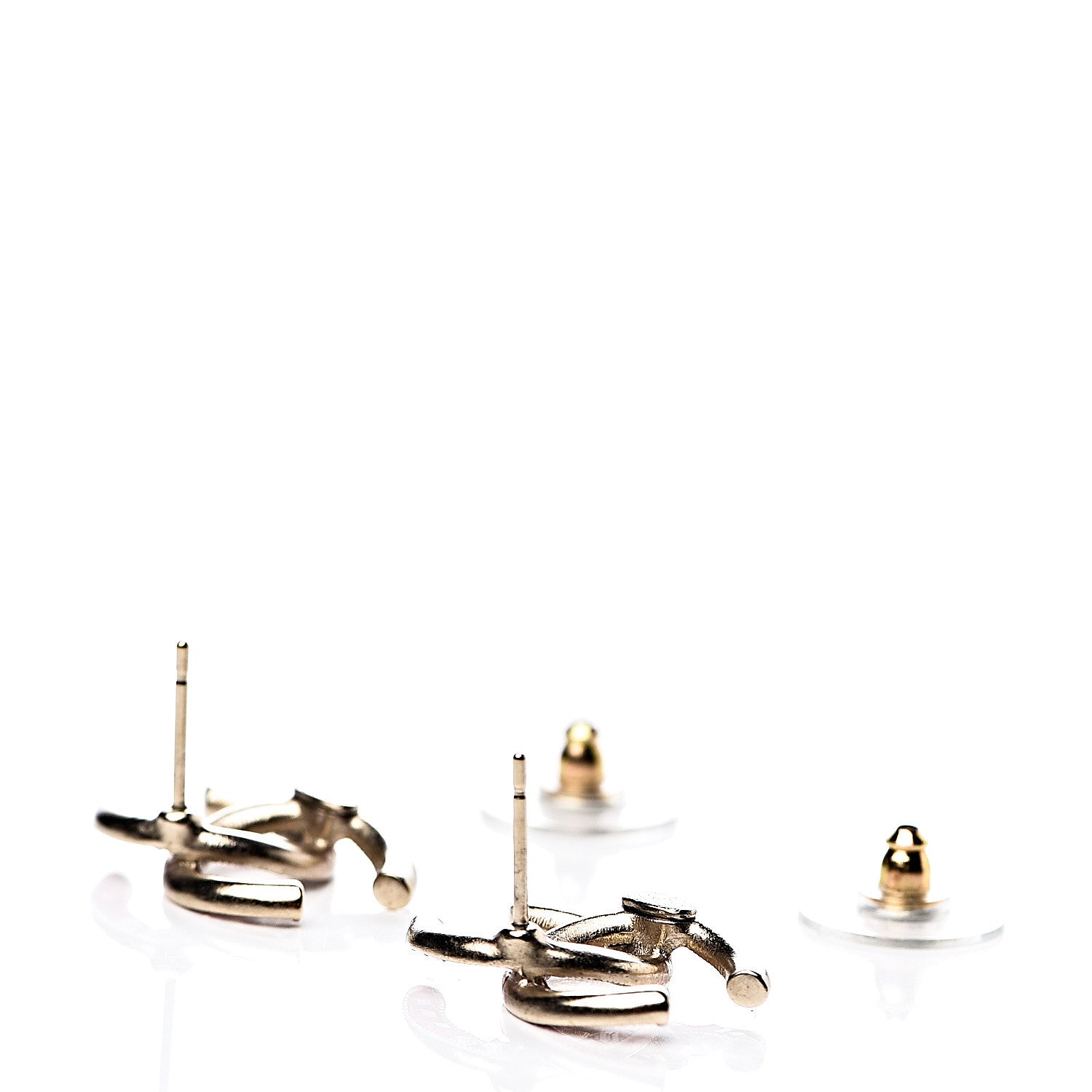 Chanel Crystal Baguette CC Earrings Gold Multicolor 3 of 5