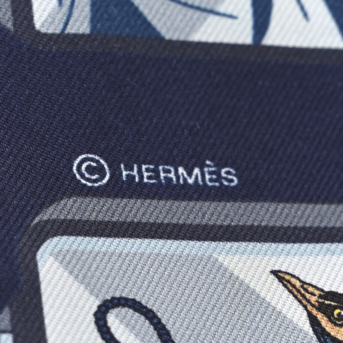 Hermes Silk Story Twilly Marine Gris Gold 3 of 4