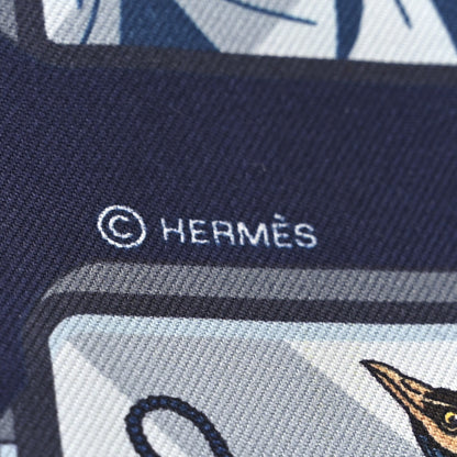 Hermes Silk Story Twilly Marine Gris Gold 3 of 4