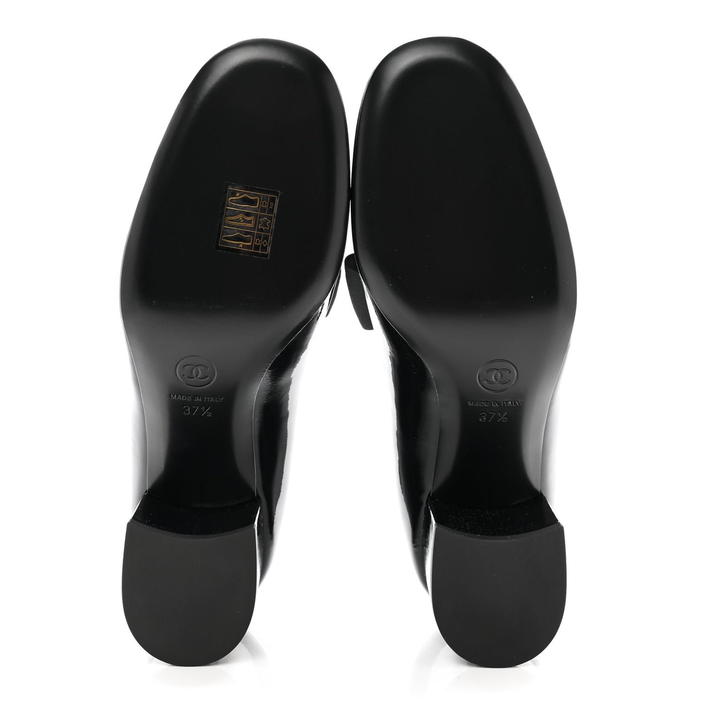 Patent Calfskin Grosgrain CC Mary Jane Pumps 37.5 Black