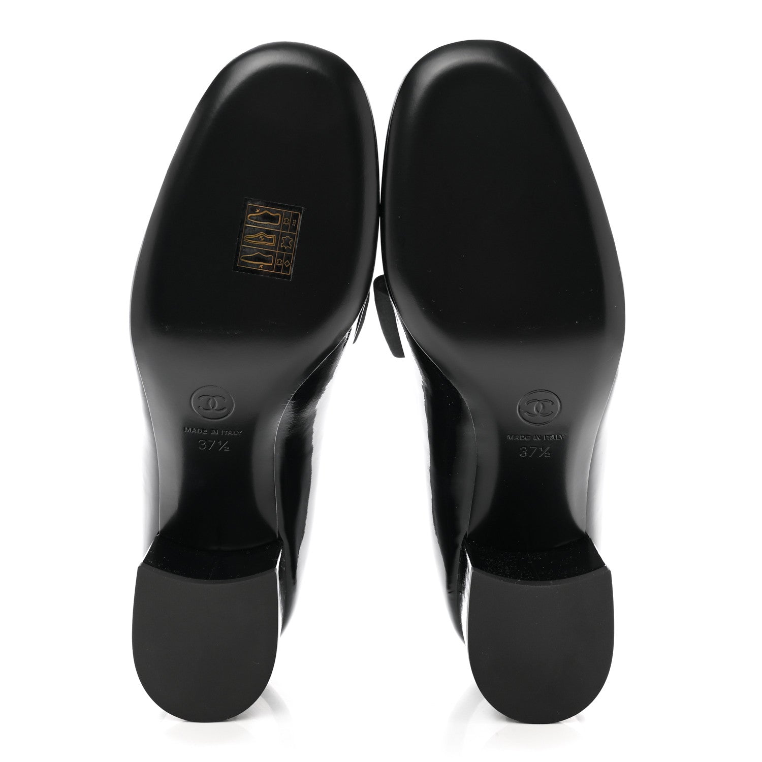 Chanel Patent Calfskin Grosgrain CC Mary Jane Pumps 37.5 Black 5 of 9