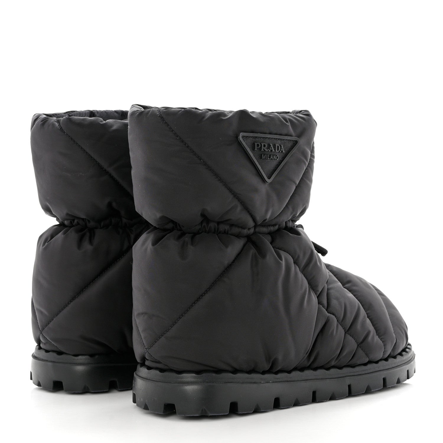 Prada Re-Nylon Piuma Triangle Logo Padded Drawcord 20mm Snow Boots 36 Black 4 of 8