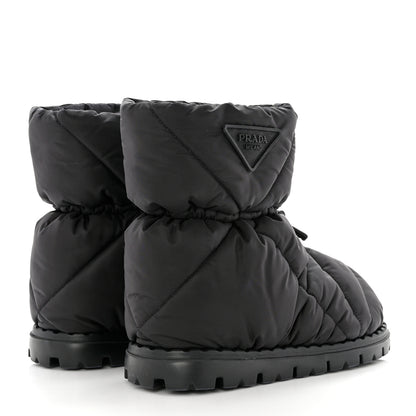 Prada Re-Nylon Piuma Triangle Logo Padded Drawcord 20mm Snow Boots 36 Black 4 of 8